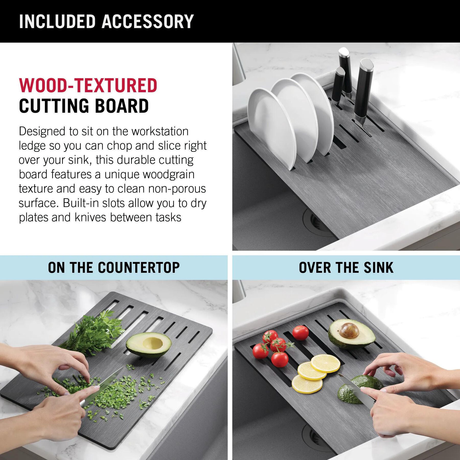 30&rdquo; Granite Composite Workstation Kitchen Sink Undermount Single Bowl with WorkFlow&trade; Ledge and Accessories in Dark Grey